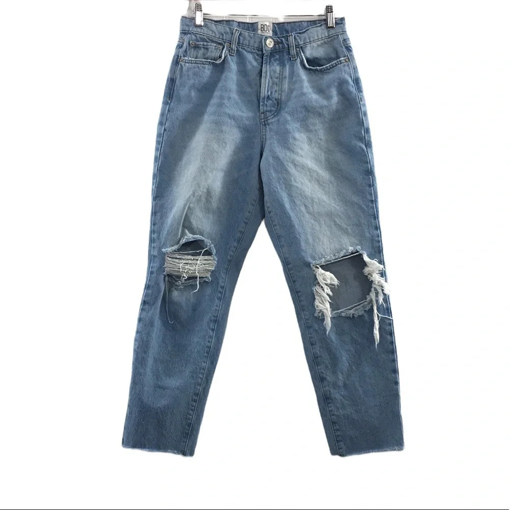 BDG Slim Straight Jeans Womens 28 Light Distressed Denim 100% Cotton